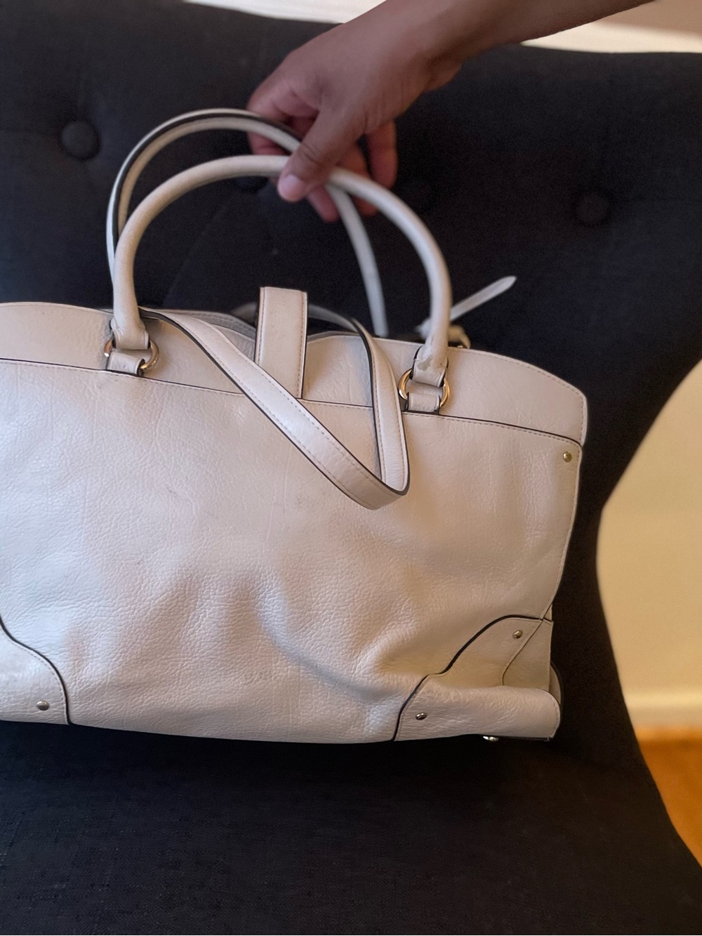Coach Cream Leather Satchel with Double Handles - Picture 2 of 4